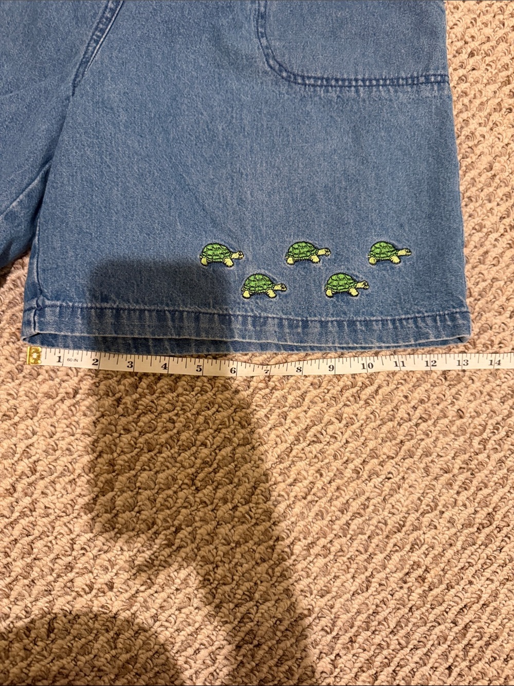 Vintage 90s K.T. Sport Denim Shorts with Green Turtle Embroidery - Picture 8 of 9